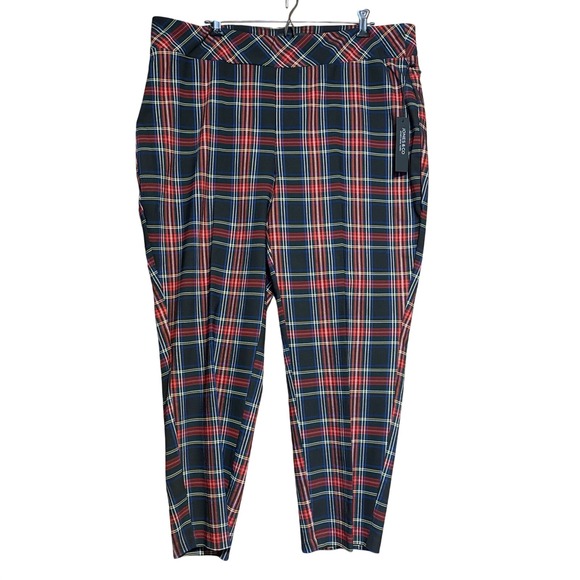 Jones New York Pants - Jones New York Plaid Pants 3X Multicolor Tartan Pull On Stretch Career Holiday